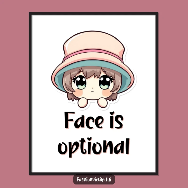 Funny Peeking Hat Poster, Whimsical Wall Art for Curious Minds