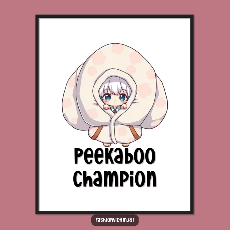 Funny Poster: Garment Peeker Character for Whimsical Decor