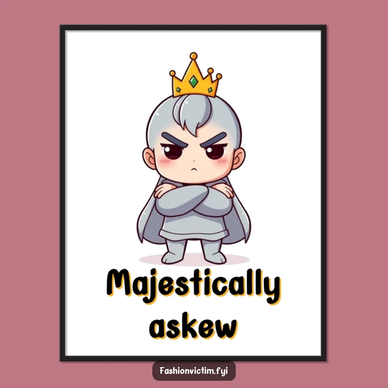 Funny Royal Pout Poster: Askew Crown Art, Inspiring Decor and Hilarious Gift