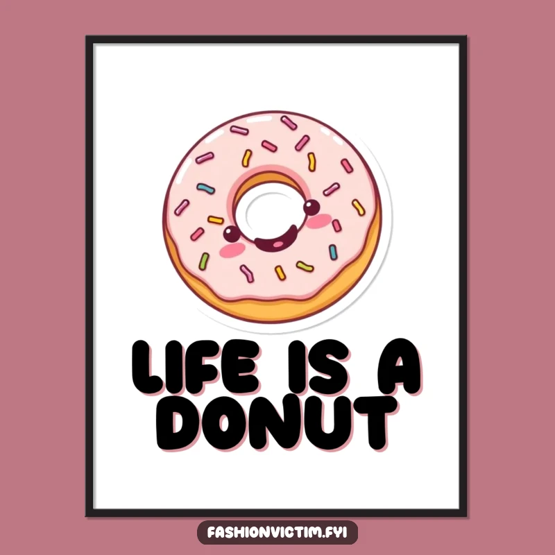 Funny Kawaii Donut Poster - Sweeten Your Walls with Happy Art!