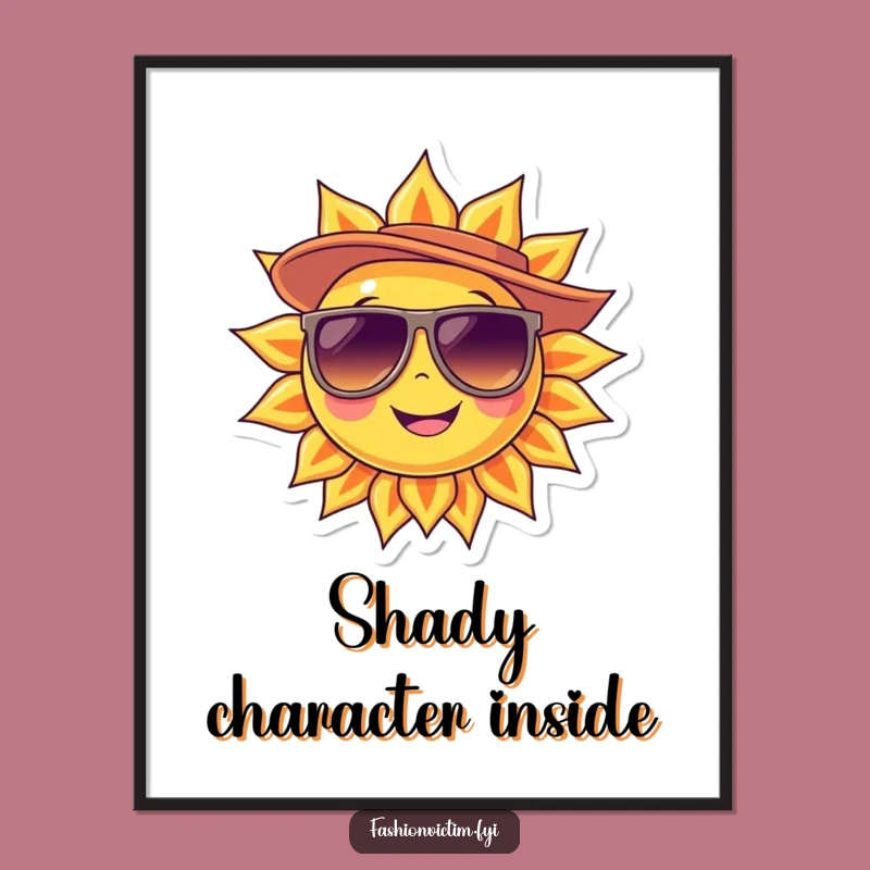 Funny Sun Cool Poster: Sunglasses Hat Wall Art Gift