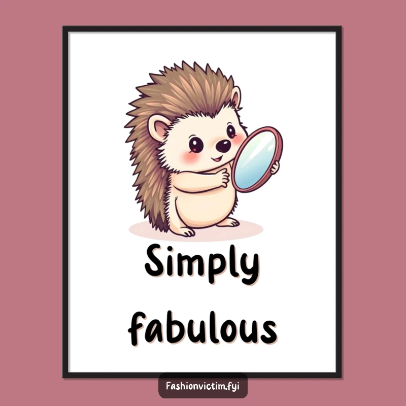 Funny Hedgehog Mirror Poster: Wall Art for the Self-Appreciative