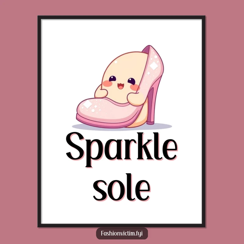 Funny Sparkly Shoe Poster: Decorate with Glamour and Humorous Art