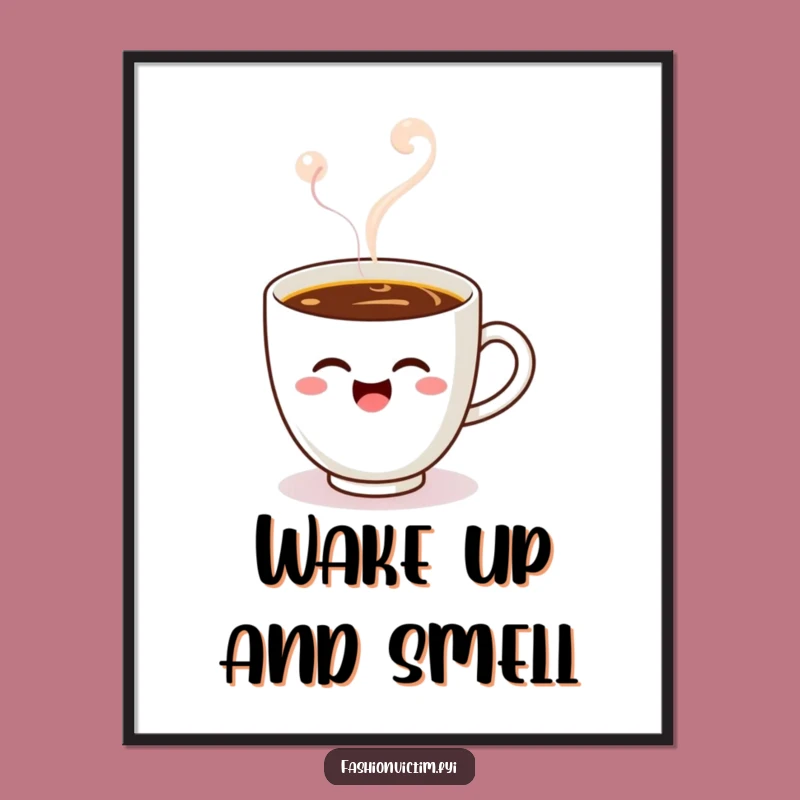 Funny Kawaii Coffee Cup Poster - Perk Up Your Walls with Whimsy!