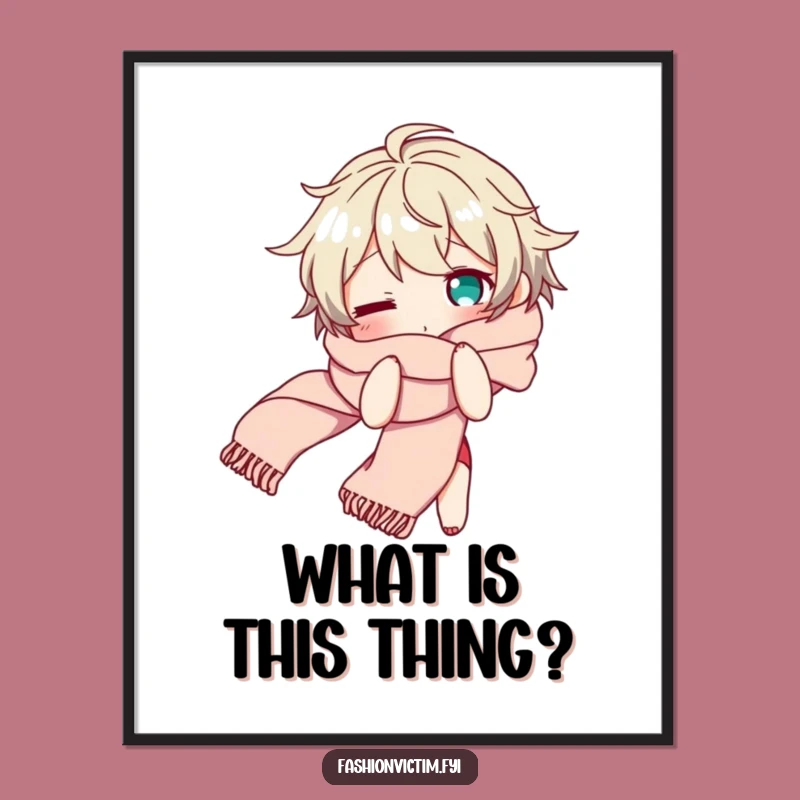 Funny Scarf Style Poster: Bewildered Character, Flowing Scarf, Whimsical Funny Gift