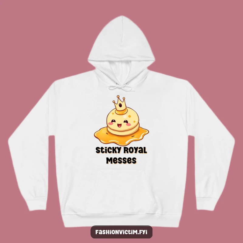 Cozy Funny Pancake Crown Hoodie: Warm Comfort with Royal Breakfast Charm