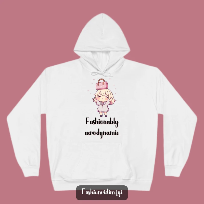 Funny Hoodie: Cozy Handbag Twirling Character for Winter Laughs