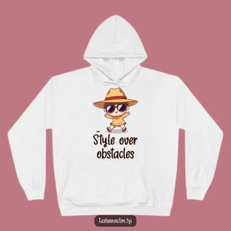 Funny Tripping Hoodie: Cozy Up in Hilarious Tiny Character Fashion Fail!