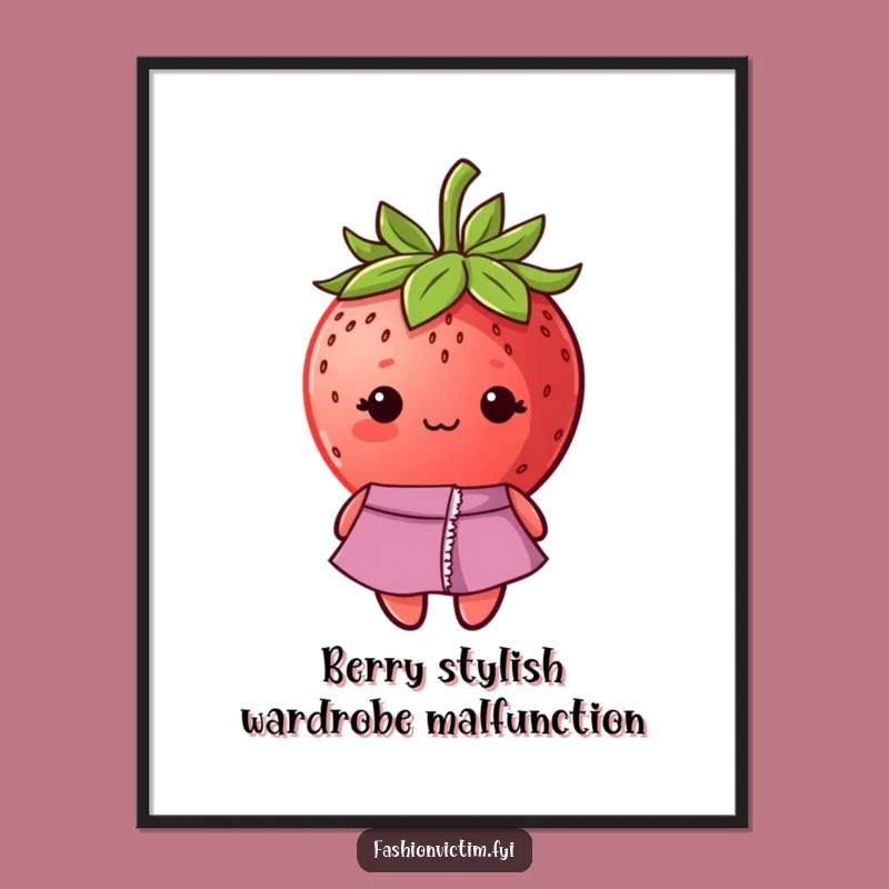 Free Printable Wall Art - Shy Strawberry Fashionista Downloadable Decor