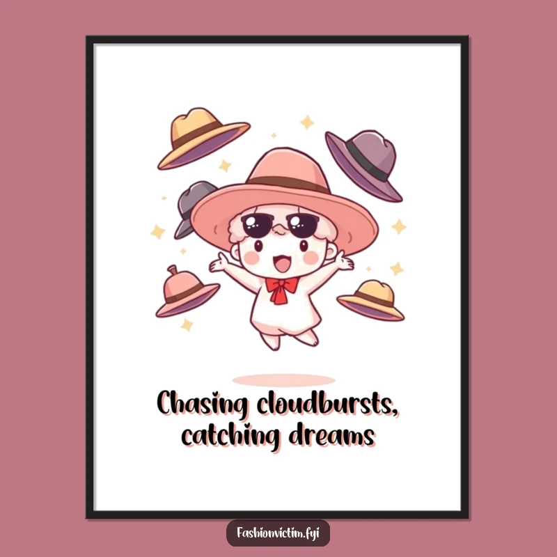 Funny Free Printable Wall Art: Juggling Hats Cloudburst Character Downloadable Decor