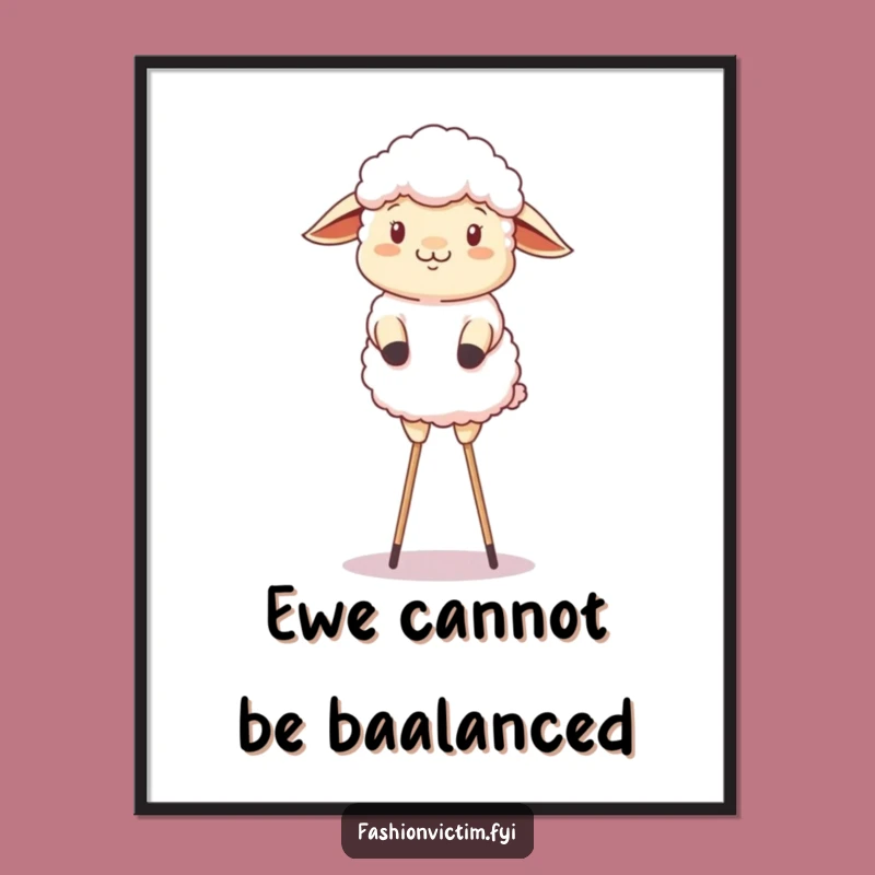 Funny Free Printable Wall Art: Sheep Stilts Balance Downloadable Decor for Whimsy