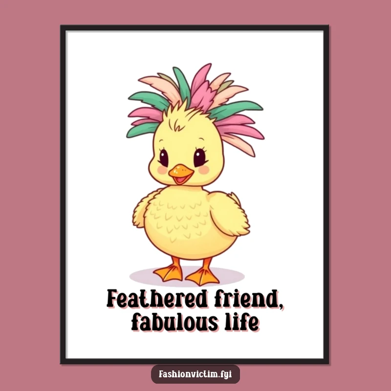 Free Printable Wall Art: Flamboyant Duckling Boa, Funny Downloadable Decor for a Hilarious Home