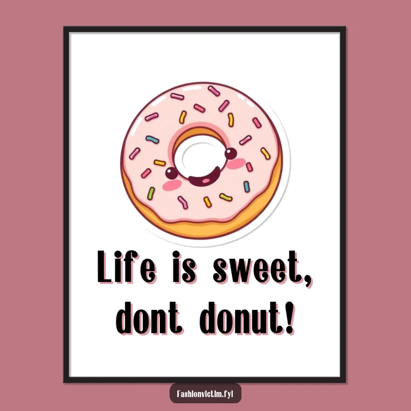 Free Printable Kawaii Donut Art - Funny Spinning Sprinkles Downloadable Wall Decor