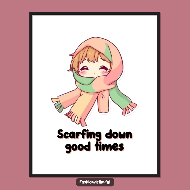 Free Printable Wall Art: Bubbly Character with Long Scarf for Whimsical Decor