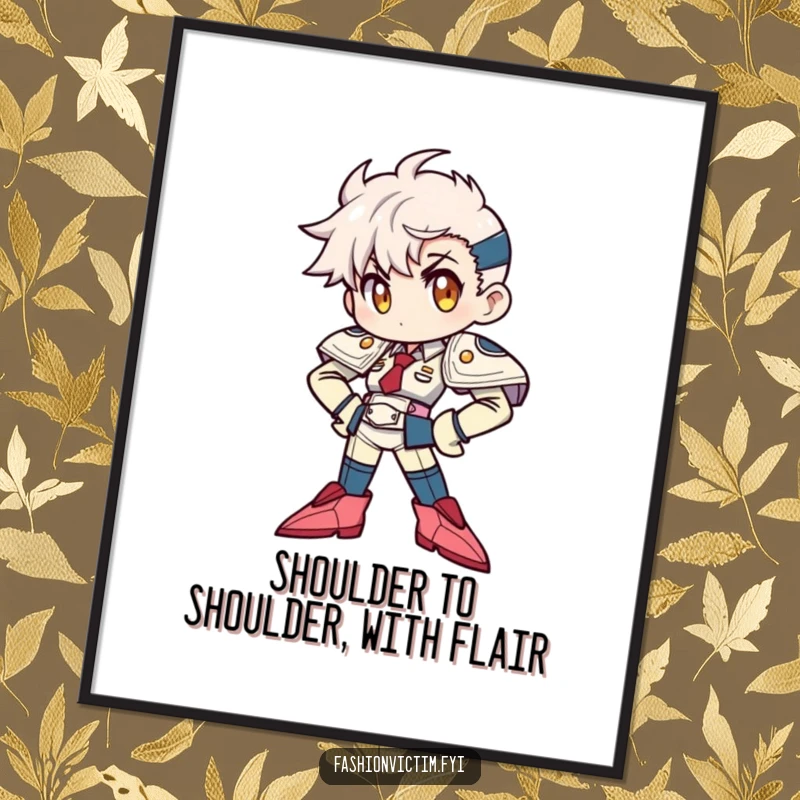 Funny Free Printable Wall Art: Character striking a confident pose with exaggerated shoulder pads and pointy shoes.