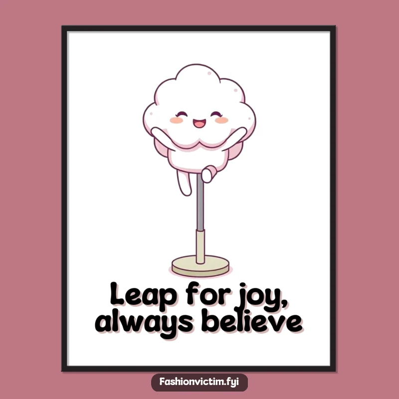 Funny Free Printable Wall Art: Leaping Cloud Character Downloadable Decor