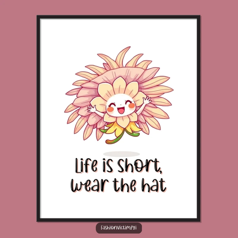 Free Printable Wall Art: Whimsical Flower Feather Hat Decor Download