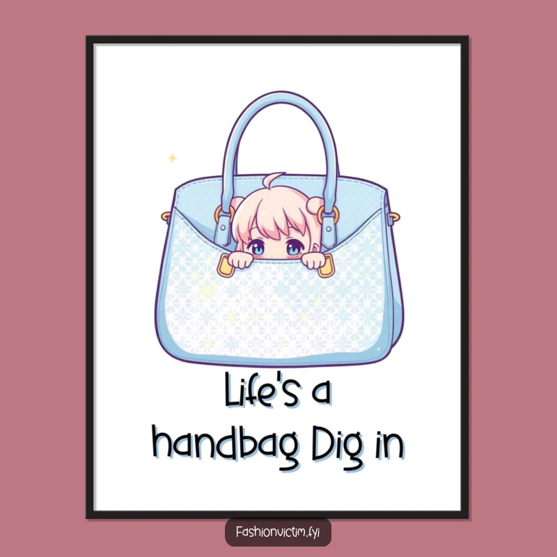 Free Printable Funny Wall Art: Sparkly Handbag Scene, Chic Decor Download