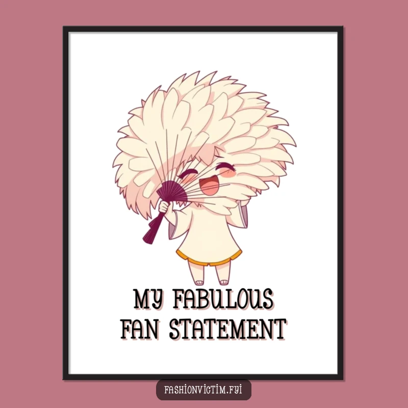 Funny Free Printable Wall Art: Feathery Fan Frenzy, Quirky Decor Download