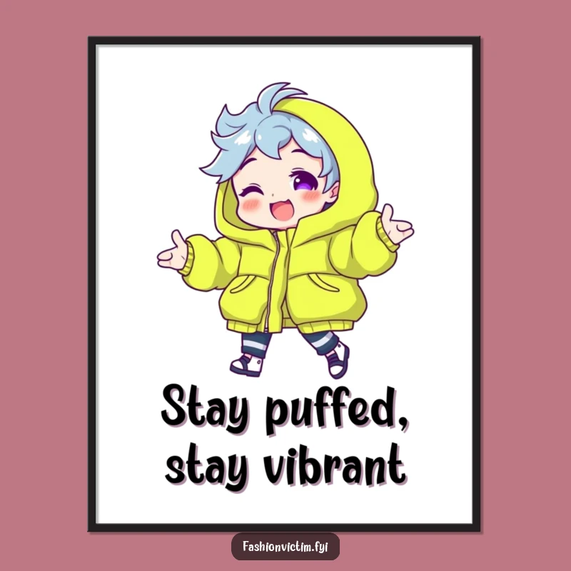 Funny Free Printable Wall Art: Neon Puffer Power - Bold Decor Download