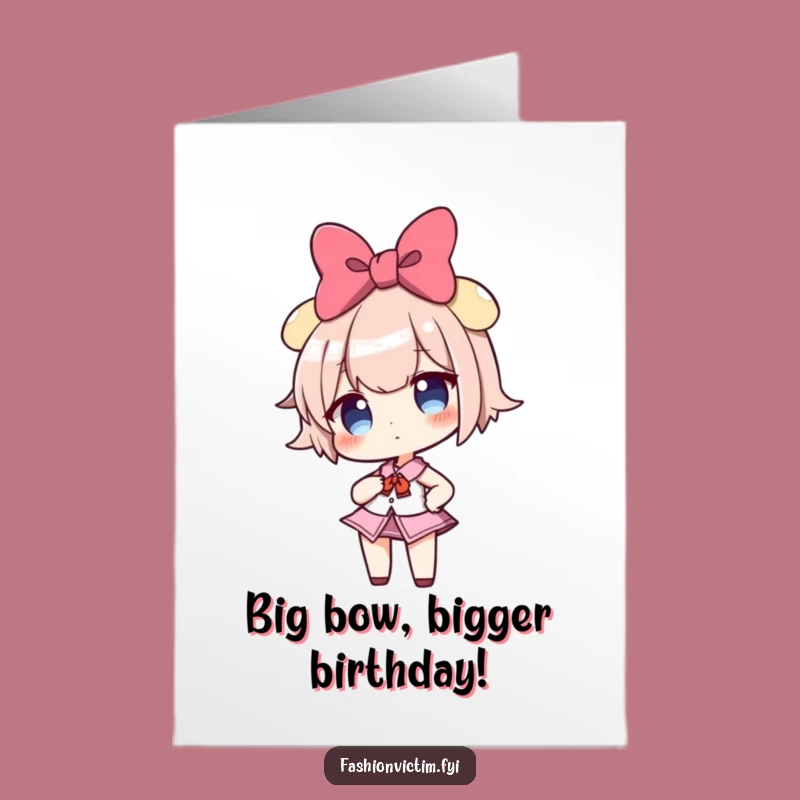 Funny Free Printable Birthday Card: Confident Bow Character, Perfect Downloadable Gift