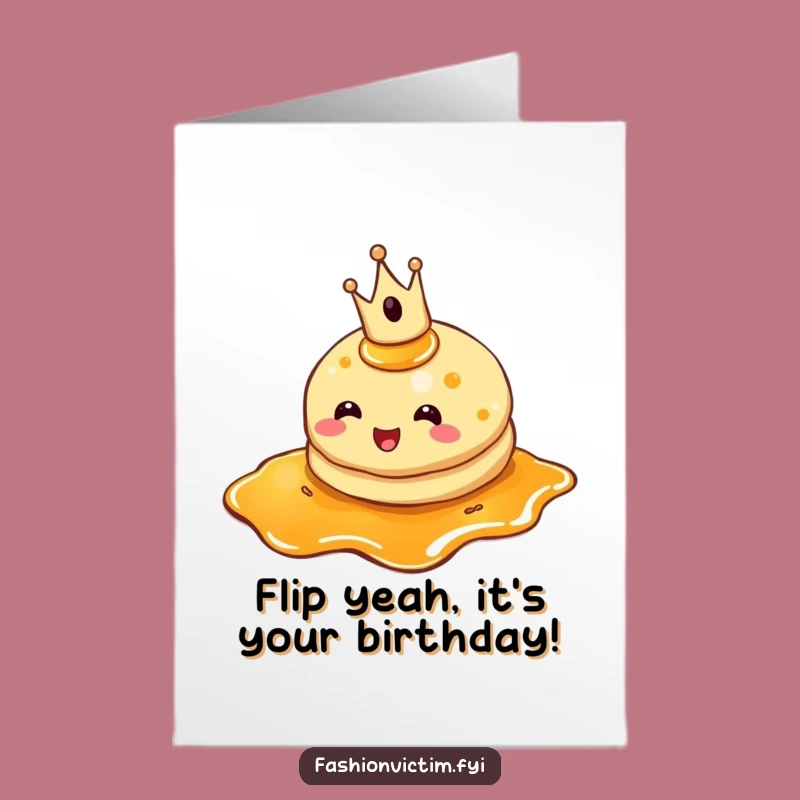 Free Printable Birthday Card: Cheerful Pancake King for a Royal Celebration