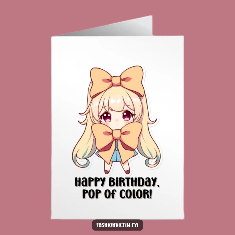 Free Printable Birthday Card: Big Bow Character LOL Downloadable Gift!