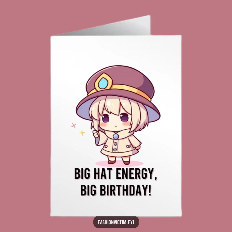 Free Printable Birthday Card: Funny Oversized Hat Character - Hilarious Downloadable Gift