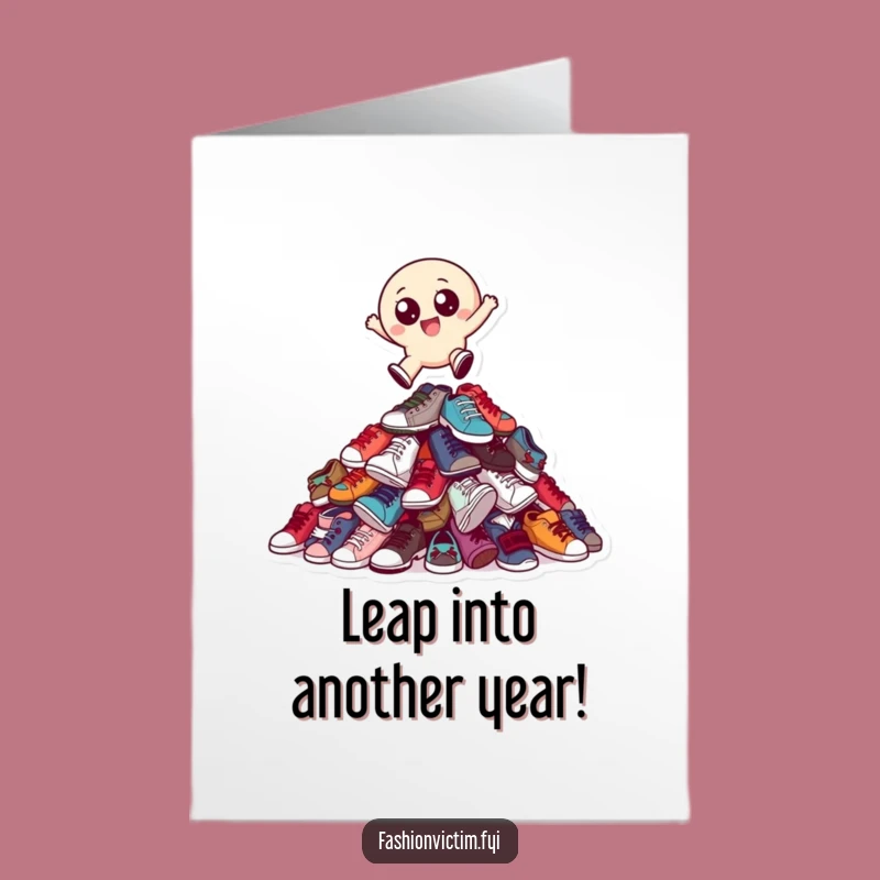 Free Printable Birthday Card: Shoe Leaping Character, Funny Downloadable Gift