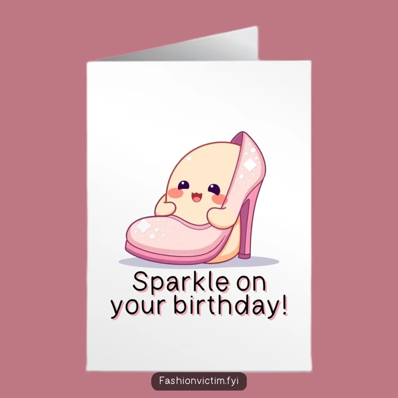 Free Printable Birthday Card: Sparkly Shoe Funny Blob Character Greeting