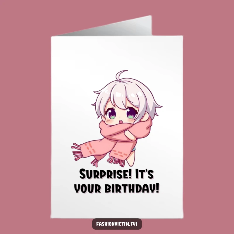 Free Printable Birthday Card: Surprise Scarf Character Fun