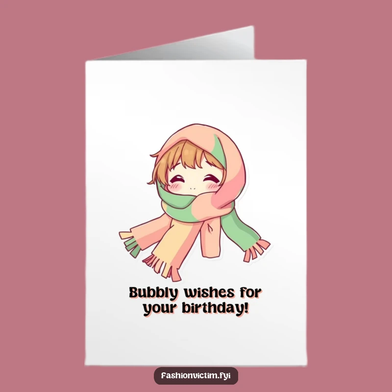 Happy Birthday! Free Printable Bubbly Card with a Long Scarf