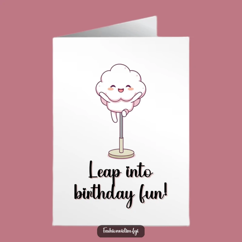 Free Printable Birthday Card: Leaping Cloud Funny Character Downloadable Greeting