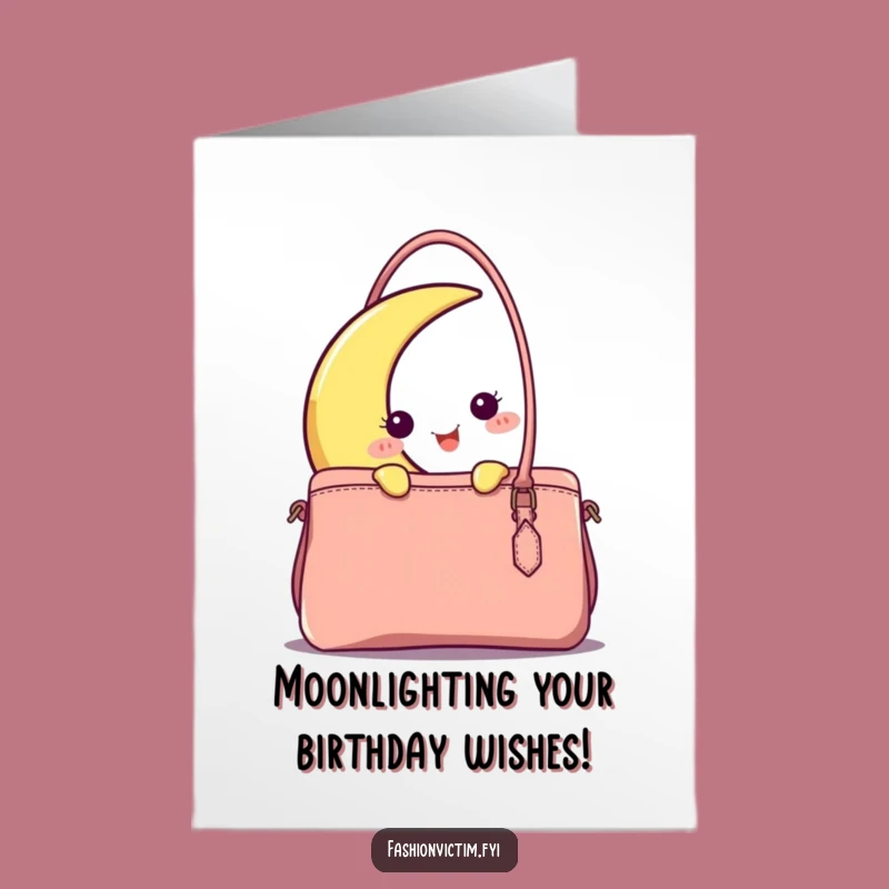 Free Printable Birthday Moon Card: Funny Downloadable Moon & Handbag Gift
