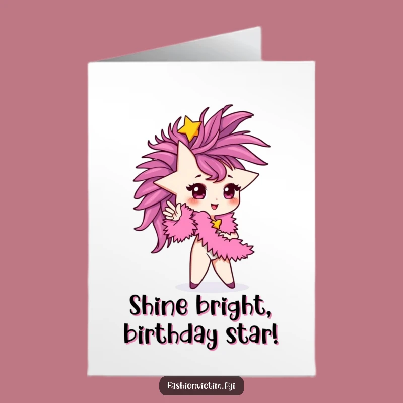 Free Printable Birthday Card: Glamorous Star with Boa - Funny Downloadable Card