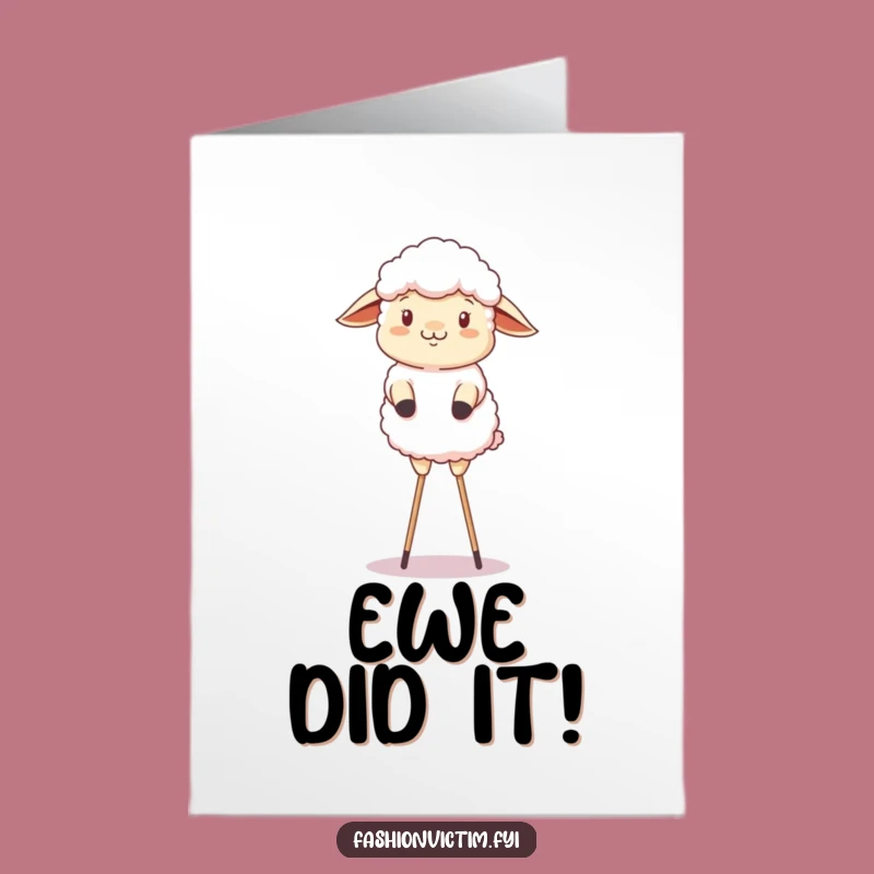 Free Printable Congrats Card: Sheep Stilts Balance for Celebrations Downloadable