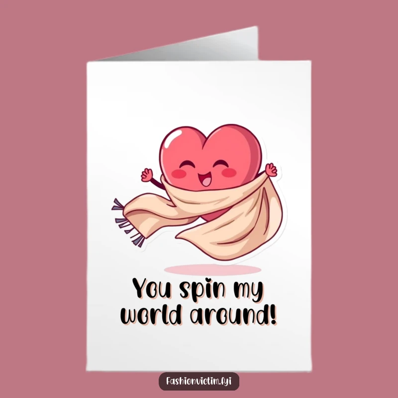 Free Printable Congrats Card: Dynamic Heart Scarf Twirler - Humorous Downloadable Card