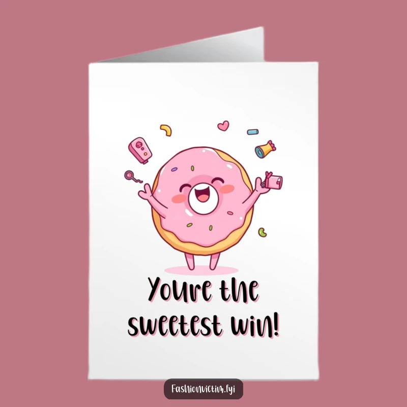 Free Printable Congrats Card: Juggling Donut, Celebrate with Joy