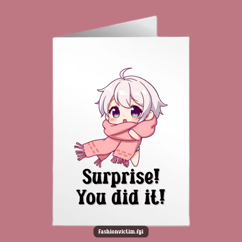 Free Printable Congrats Card: Surprise Scarf Character Joy