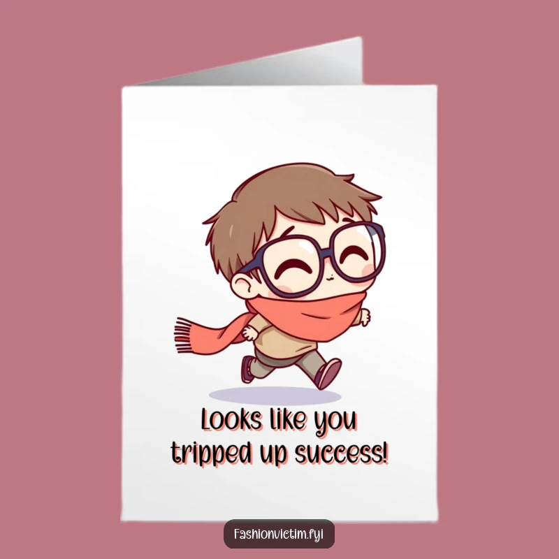 Free Printable Congrats Card: Clumsy Character, Funny Downloadable Achievement Gift