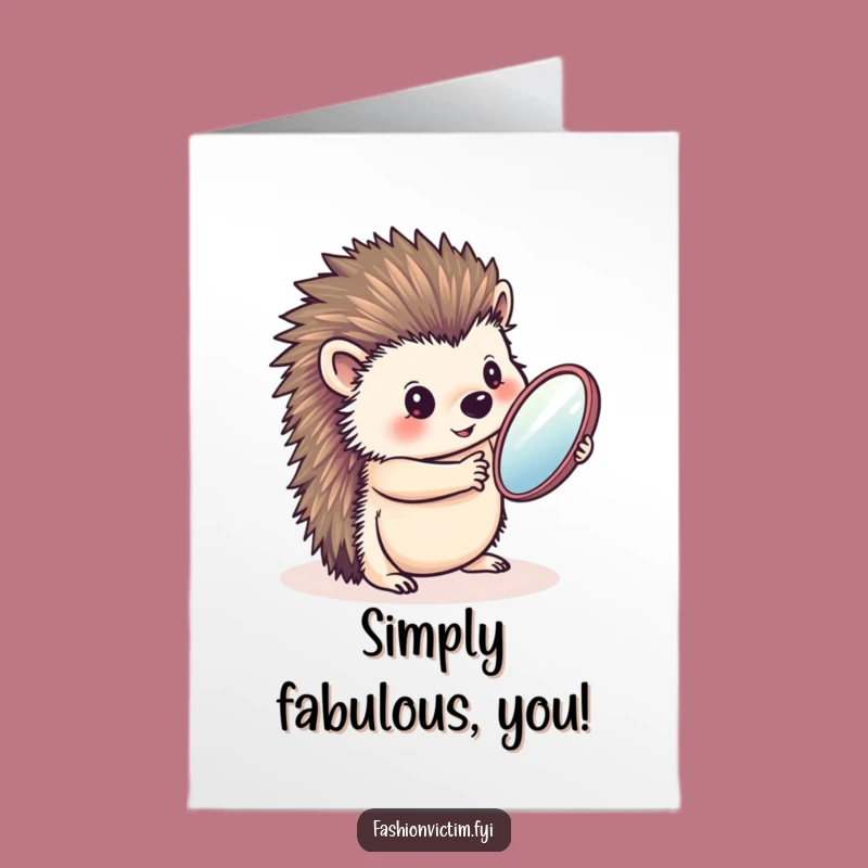 Free Printable Congrats Card: Narcissistic Hedgehog Mirror, Humorous Downloadable Gift for Success