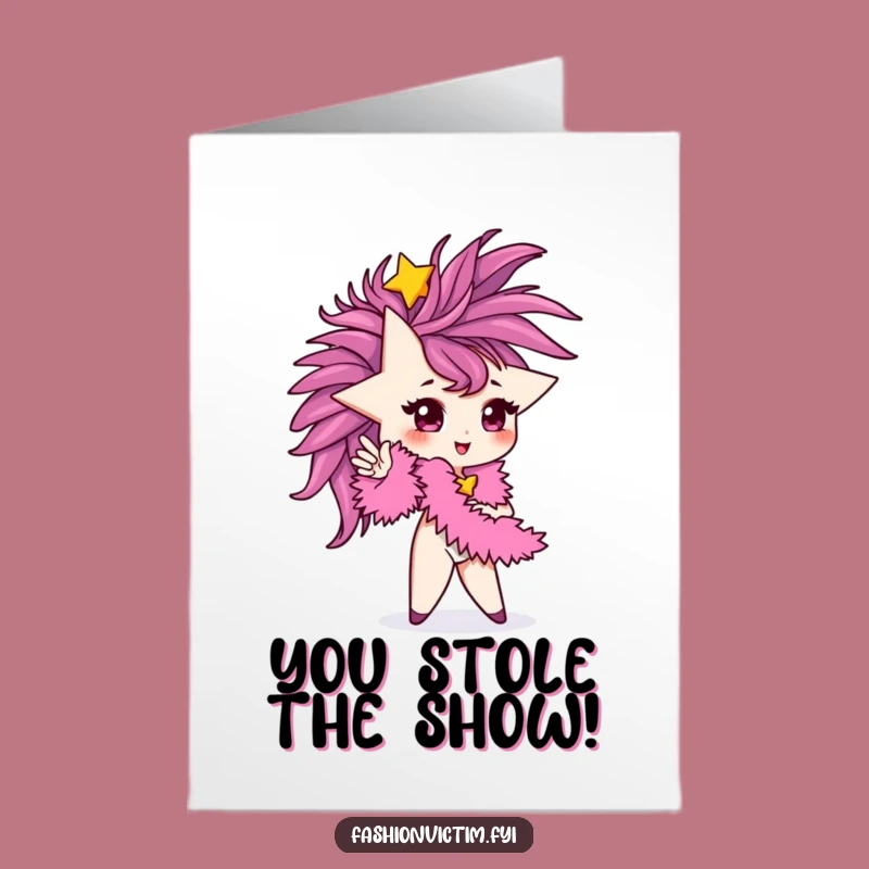 Free Printable Congrats Card: Fabulous Star with Boa - Humorous Downloadable Card