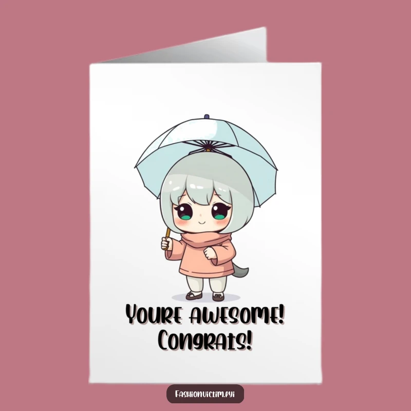 Free Printable Congrats Card: Confident Character, Tiny Umbrella for a Funny Downloadable Gift