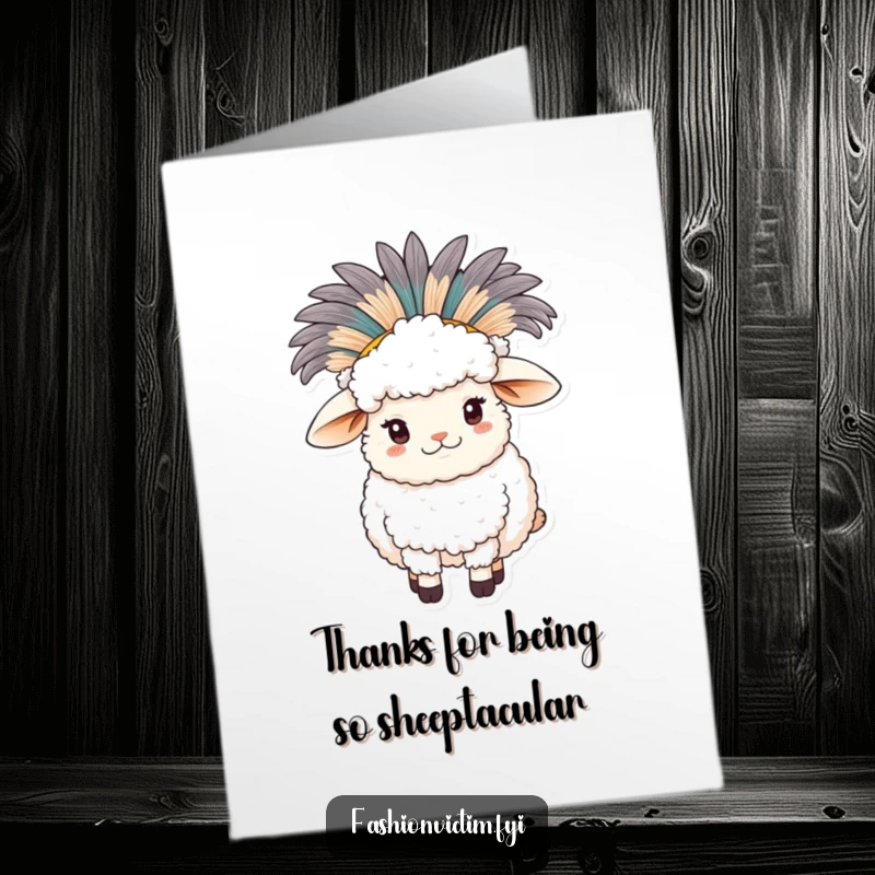 Funny Free Printable Thank You Card: A sheep in a large feathered hat offers a sincere, fashionable thank you.