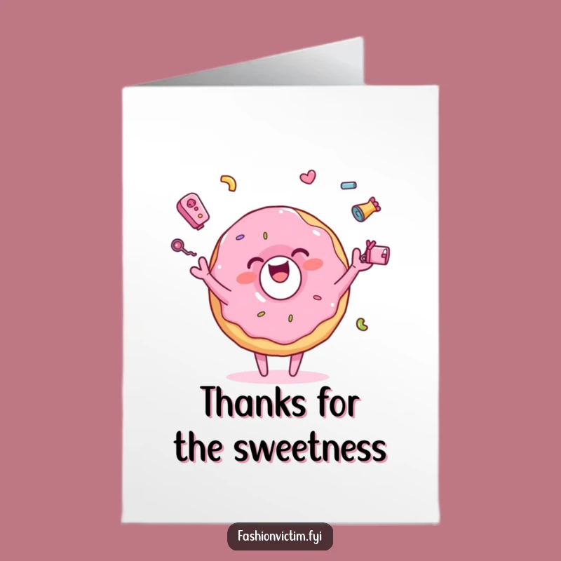 Free Printable Thank You Card: Juggling Donut, Sweet Grateful Fun