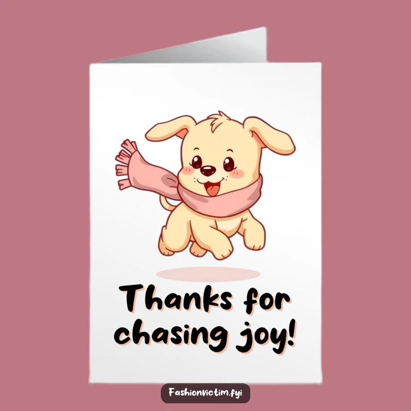 Free Printable Thank You Card: Puppy Scarf Chase DIY Gift Downloadable