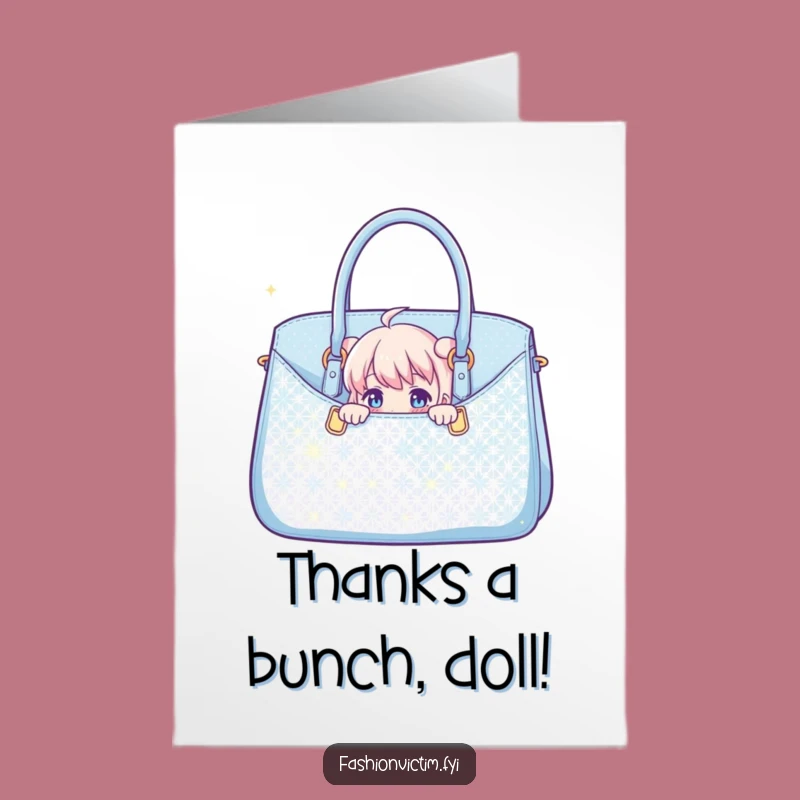 Free Printable Thank You Card: Sparkly Handbag Surprise Expressing Gratitude