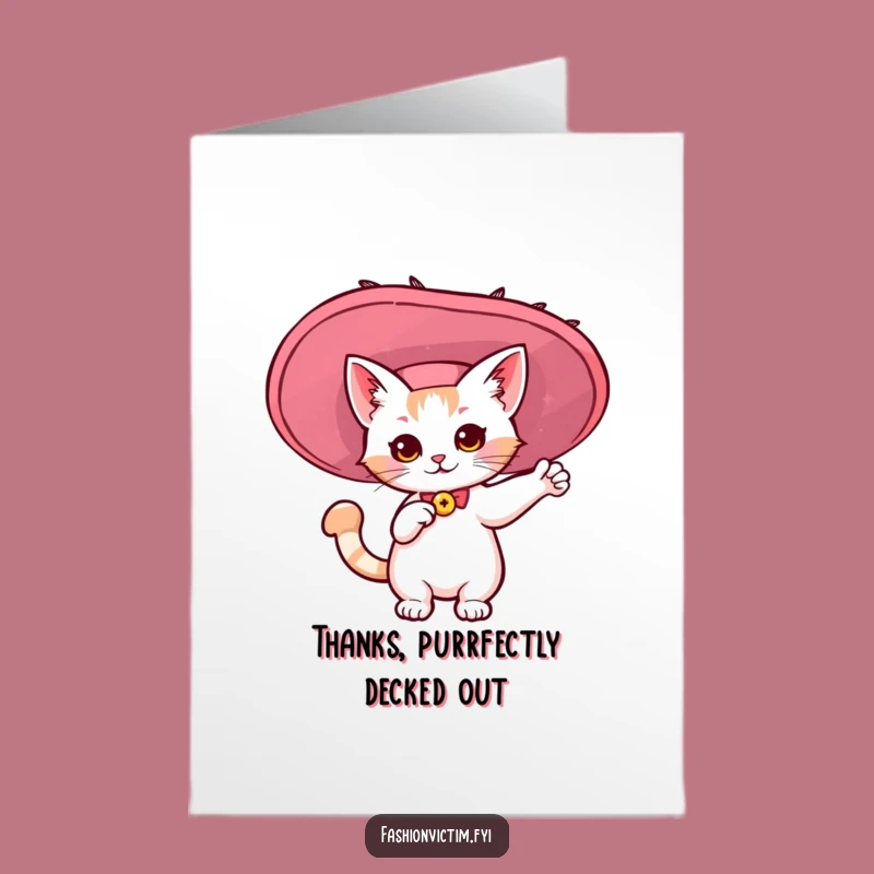 Free Printable Thank You Card: Stylish Cat in Hat, Unique DIY Downloadable Gift