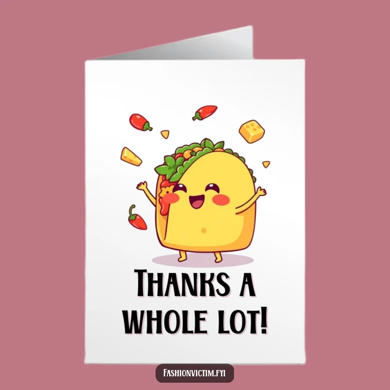 Free Printable Kawaii Taco Thanks Card - Funny Taco Gratitude Downloadable Gift