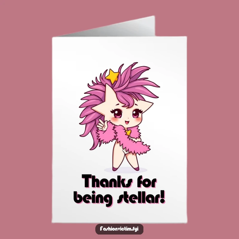 Free Printable Thank You Card: Chic Star with Boa - Funny Downloadable Card